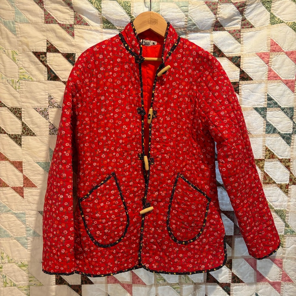 Vintage Red Quilted jacket size women XXS. child 10-12